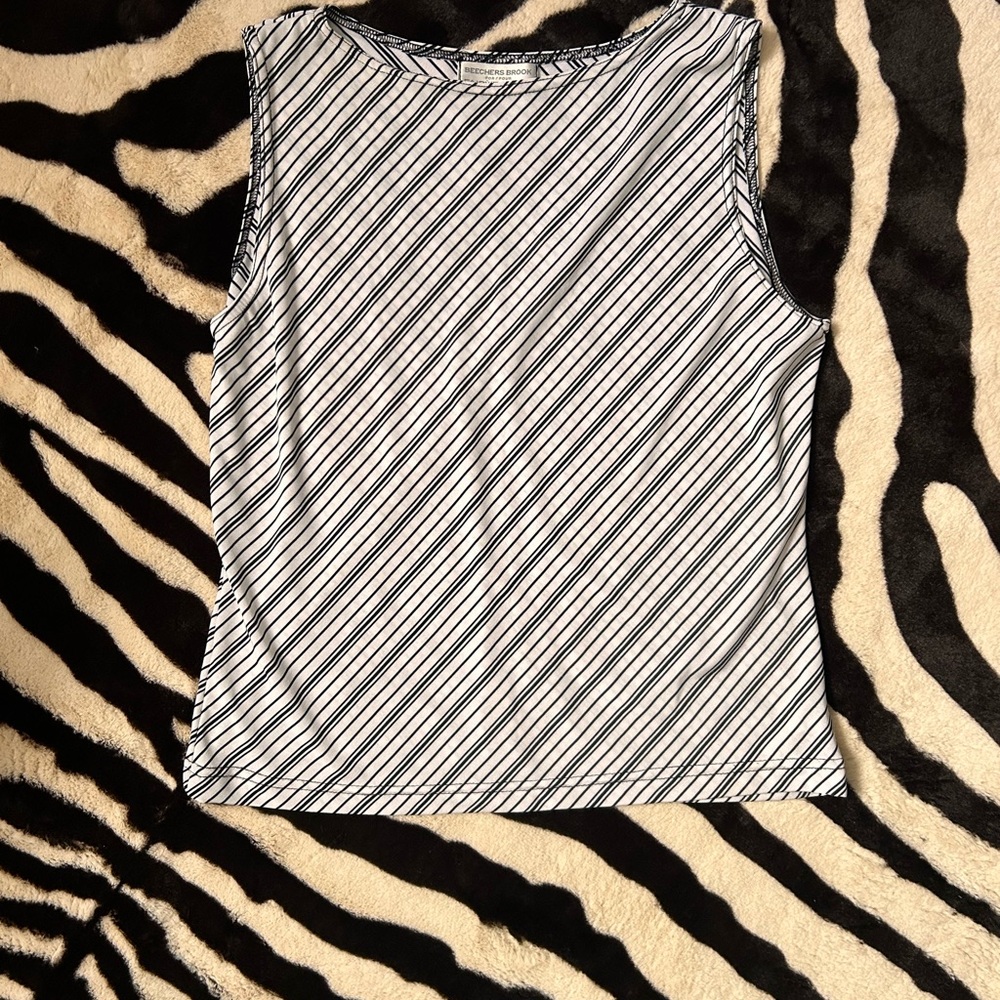 Striped Black and White Sleeveless Top
